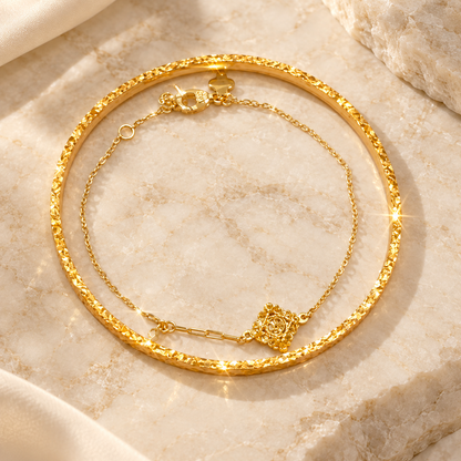 Livenzio® Gold Rose Charm Layered Bracelet