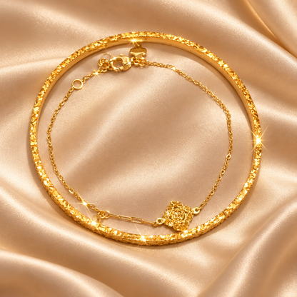 Livenzio® Gold Rose Charm Layered Bracelet