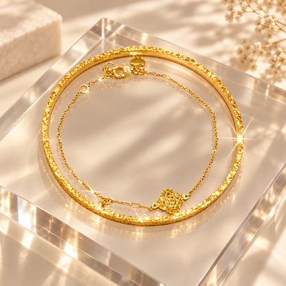 Livenzio® Gold Rose Charm Layered Bracelet