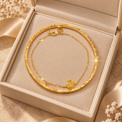 Livenzio® Gold Rose Charm Layered Bracelet
