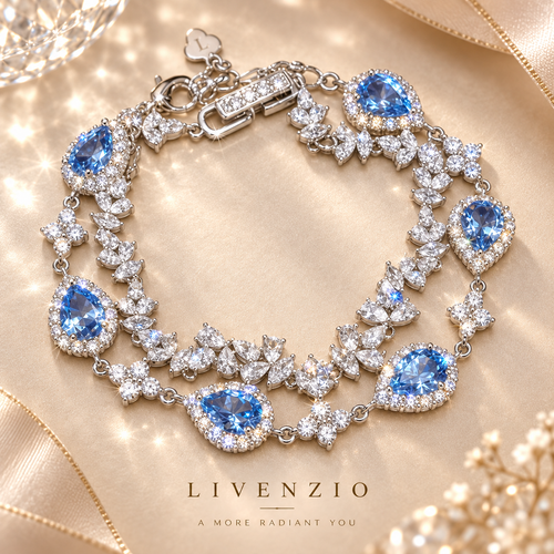 Livenzio® Blue Teardrop Crystal Statement Bracelet