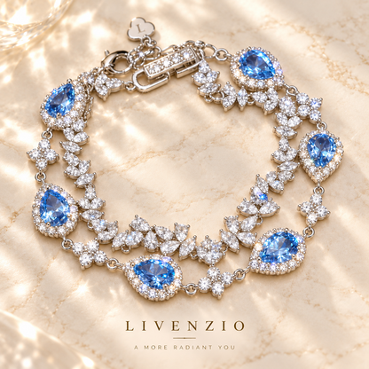 Livenzio® Blue Teardrop Crystal Statement Bracelet