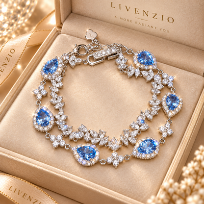 Livenzio® Blue Teardrop Crystal Statement Bracelet