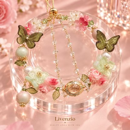 Livenzio® Butterfly Floral Beaded Charm Bracelet