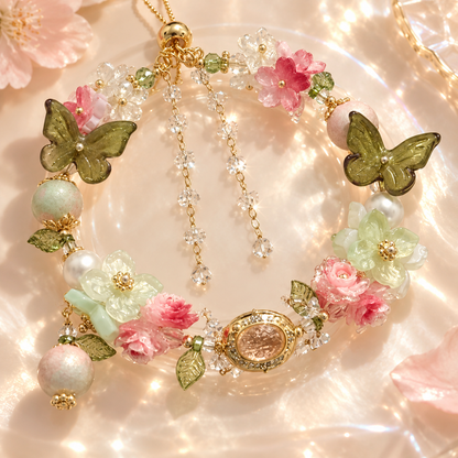 Livenzio® Butterfly Floral Beaded Charm Bracelet