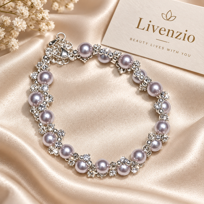 Livenzio® Lavender Pearl & Crystal-Style Bracelet