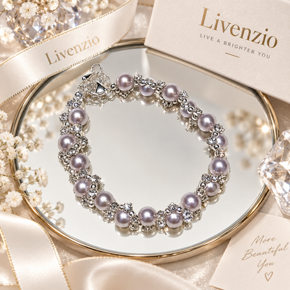 Livenzio® Lavender Pearl & Crystal-Style Bracelet
