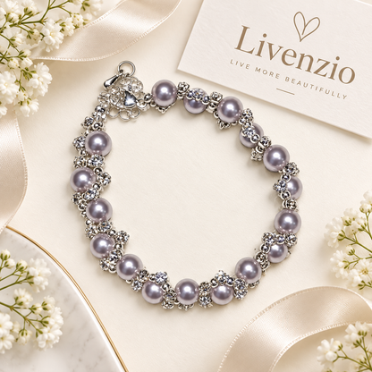 Livenzio® Lavender Pearl & Crystal-Style Bracelet