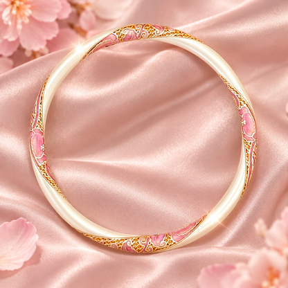 Livenzio® Pink Floral Enamel Bangle Bracelet