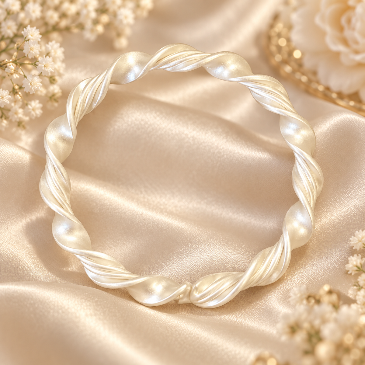 Livenzio® Twisted Pearl-Look Bangle Bracelet