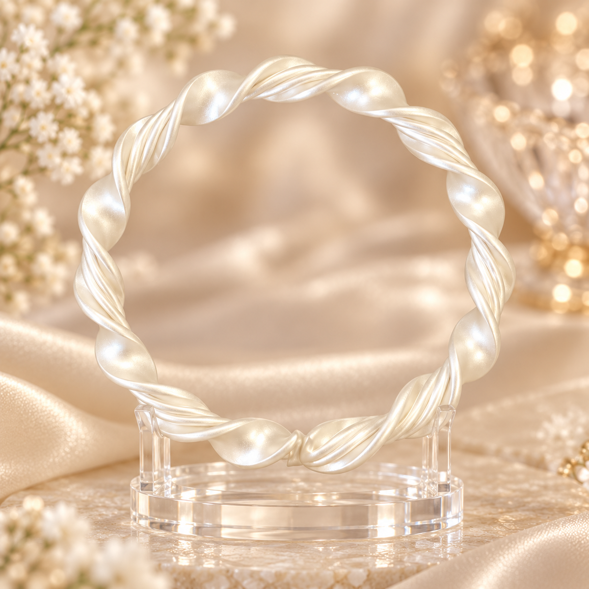 Livenzio® Twisted Pearl-Look Bangle Bracelet