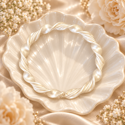 Livenzio® Twisted Pearl-Look Bangle Bracelet