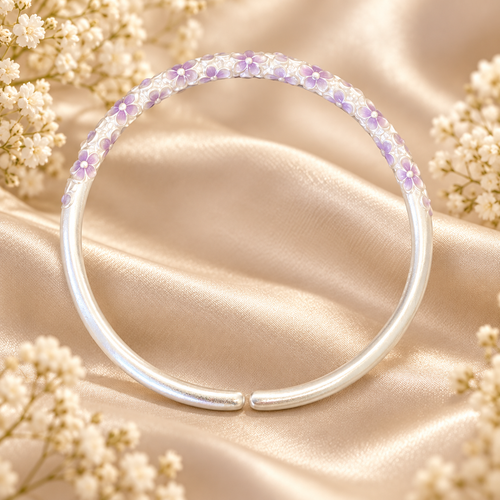 Livenzio® Lavender Floral Open Bangle Bracelet