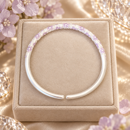 Livenzio® Lavender Floral Open Bangle Bracelet