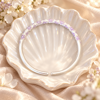 Livenzio® Lavender Floral Open Bangle Bracelet