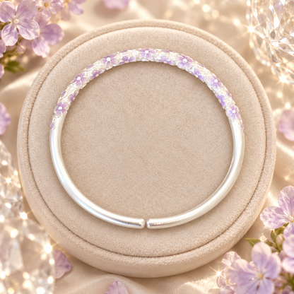 Livenzio® Lavender Floral Open Bangle Bracelet