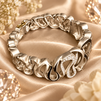 Livenzio® Sculptural Link Crystal Accent Bracelet