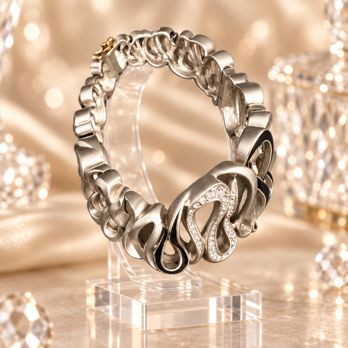 Livenzio® Sculptural Link Crystal Accent Bracelet