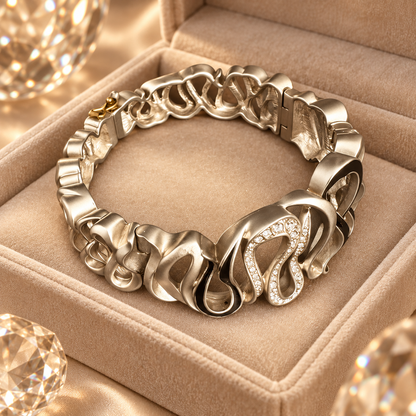 Livenzio® Sculptural Link Crystal Accent Bracelet