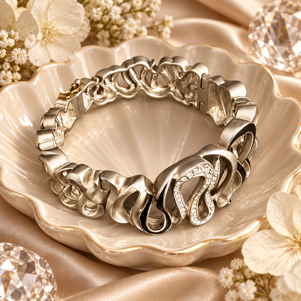 Livenzio® Sculptural Link Crystal Accent Bracelet