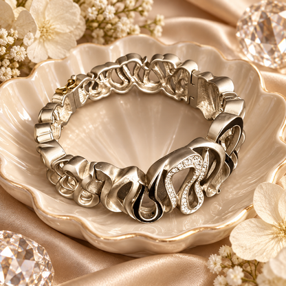 Livenzio® Sculptural Link Crystal Accent Bracelet