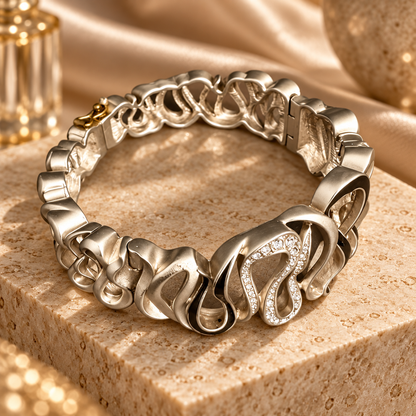 Livenzio® Sculptural Link Crystal Accent Bracelet