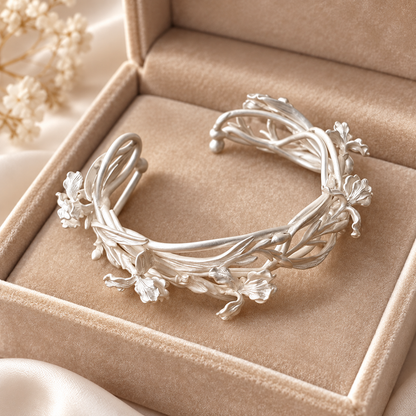 Livenzio® Floral Vine Open Cuff Bangle Bracelet
