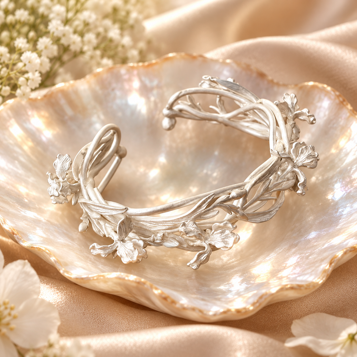 Livenzio® Floral Vine Open Cuff Bangle Bracelet