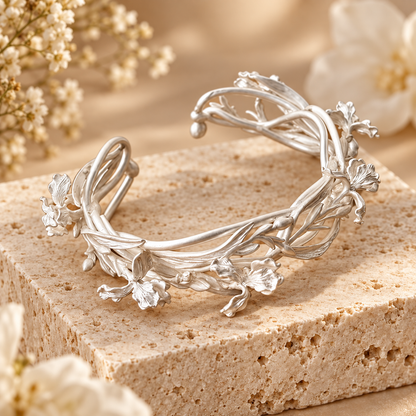 Livenzio® Floral Vine Open Cuff Bangle Bracelet